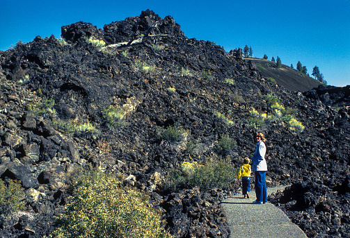 Newberry Natl Volcanic Mon - Lava Lands on Trail to Lava Butte - 1983. Scanned from Kodachrome 25 slide.