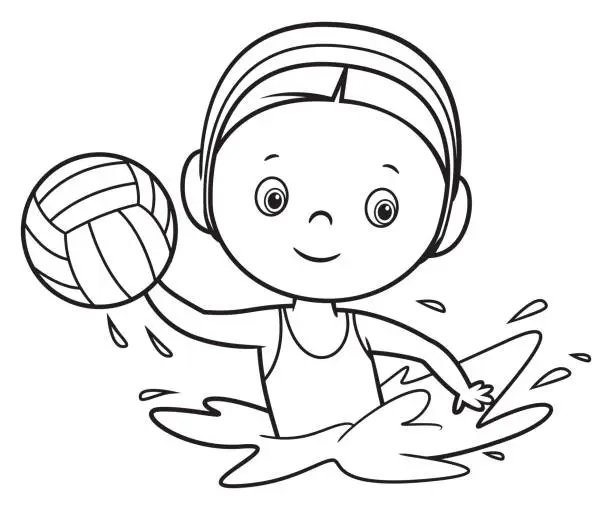 Vector illustration of Black And White Water polo