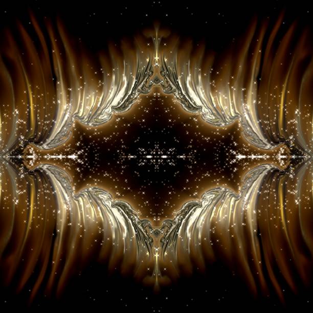 Abstract golden pattern bright black background, luxury symmetry gold pattern sparkling black background , gold color background