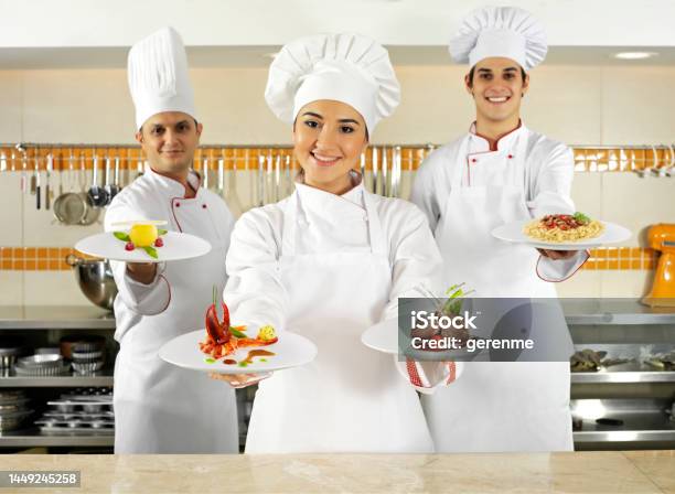 Team Spirit In The Kitchen Stock Photo - Download Image Now - Lobster - Seafood, Chef, Plate