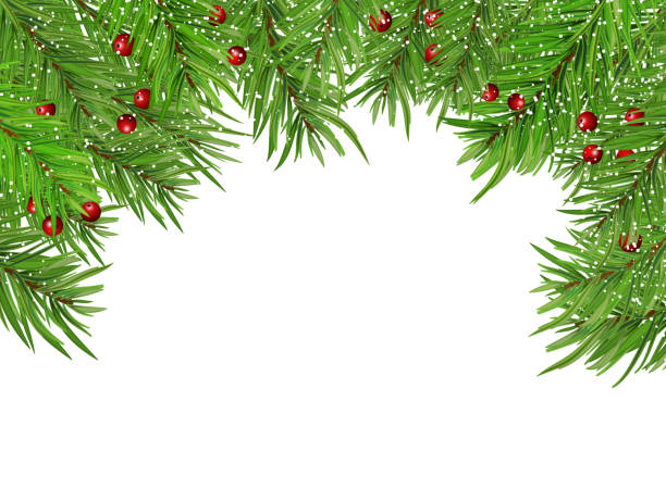istock Christmas background of gifts in fir tree branches 1449245316