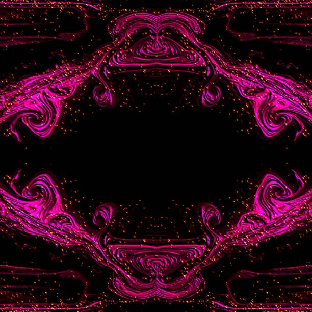 Black background symmetry pink pattern, bright bright color pink pattern, modern pink pattern shine elegant