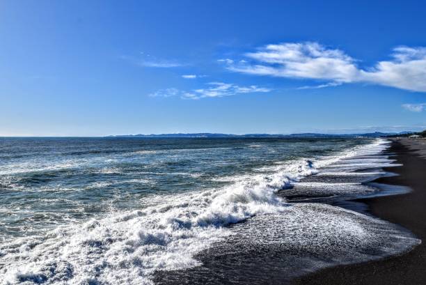 istock Crashing waves in black sand beach, Napier Hawke's Bay 1449249985