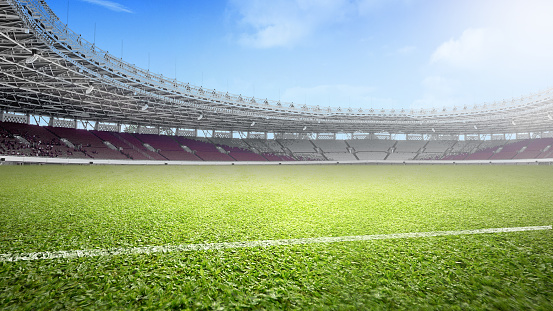 Grass inside the football stadium
