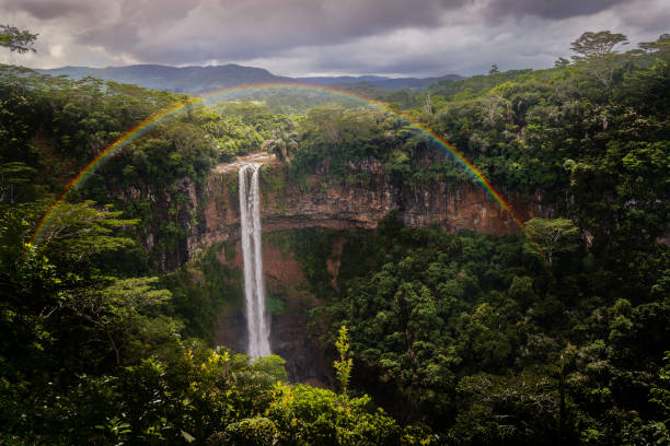 Chamarel waterfall in junle of  Mauritius , Africa