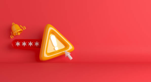 istock Password security protection concept with exclamation mark, bell icon cartoon style, copy space text, 3d rendering illustration 1449270507