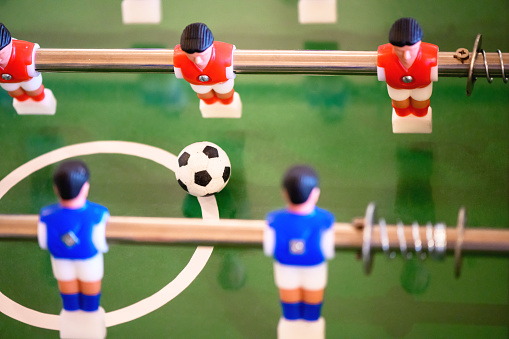 Close-up of table foosball, full frame