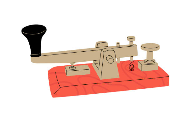 오래된 전신 기계 - telegraph machine stock illustrations