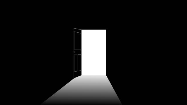 Dark room with a door opening