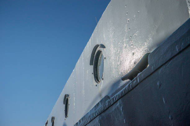 istock Old ship, detail of the cabin which is joined with rivets. 1449296495