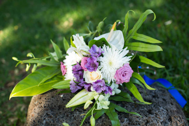 istock Beautiful wedding bouquet on the stone 1449297625