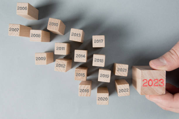 istock Wooden Blocks with New Year 2023 1449302360