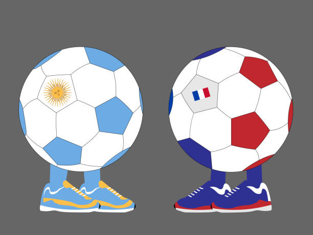 stockillustraties, clipart, cartoons en iconen met argentina vs france football - argentina fans world cup