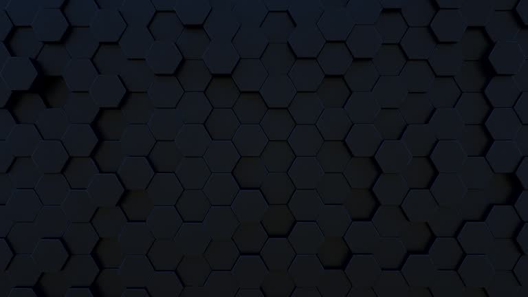 Abstract Hexagon Geometric Surface Loop, minimal black hexagonal grid pattern