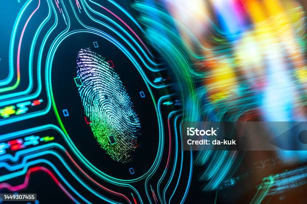 Fingerprint Authentication Button Biometric Security Stock Photo - Download Image Now