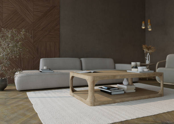 istock Japandi Style Living Room Interior Design. 3D Rendering. 1449310938