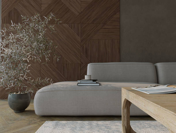 istock Japandi Style Living Room Interior Design. 3D Rendering. 1449314112