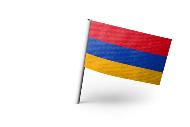 Armenian flag with growth bar graph and pie chart. Business, finance, economic statistics in Armenia concept. 3D rendering isolated on white background
