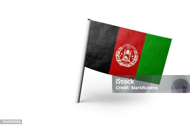 Afghan Flag Pinned White Background Stock Photo - Download Image Now - Afghan Flag, Afghanistan, Asia
