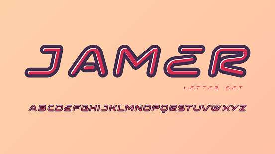 Vektor Bulat Sans Serif Font Huruf Besar Set Alfabet Tipografi