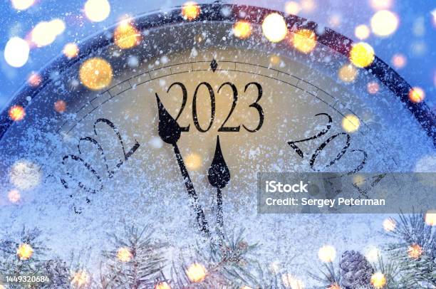 Countdown To Midnight 2023 Stock Photo - Download Image Now - 2022, 2023, Abstract