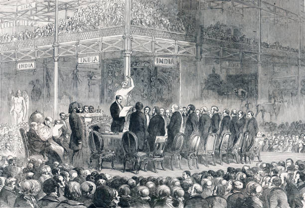 Crowds attend the closing ceremony of Prince Albert’s Great Exhibition 1851.