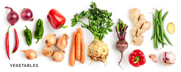различные овощи, установленные изолированно на белом фоне - beet common beet isolated root vegetable стоковые фото и изображения