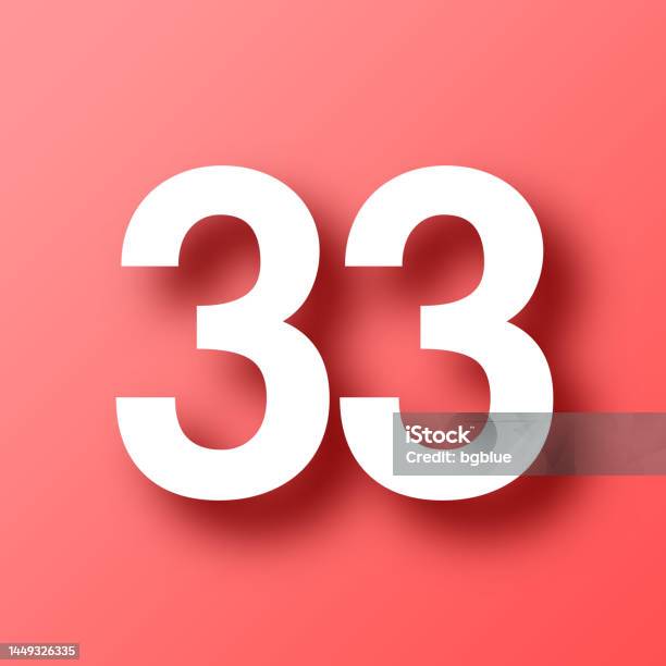33 Number Thirtythree Icon On Red Background With Shadow Stock 33 Number Thirtythree Icon On Red Background With Shadow Stock