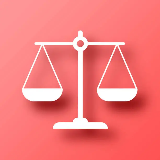 Vector illustration of Balance. Icon on Red background with shadow