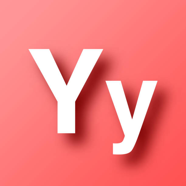 litera y - wielkie i małe litery. ikona na czerwonym tle z cieniem - letter y stock illustrations