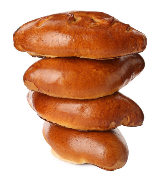 istock Many delicious baked patties on white background 1449328529