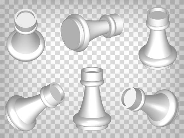 istock Vector 3d Realistic White Rook of Chess Icon Set Isolated. Set of perspective projections 3d Rook model on transparent background.  3d figure.  Graphic elements for your design. EPS 10 1449331471