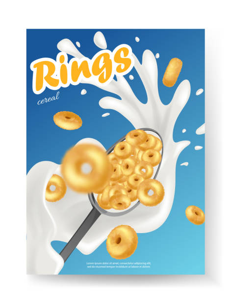 ilustrações, clipart, desenhos animados e ícones de breakfast_cereal_poster_1 - oat packaging oatmeal box