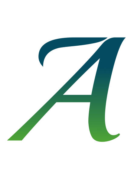 Letter A of the alphabet made with green and blue gradient. Isolated on a white background