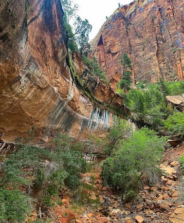 The lower Emerald Pools trail waterfalls at Zion National Park.