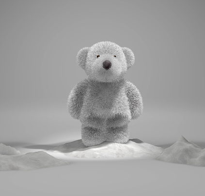 Cheerful polar bear standing on snowy ground. / You can see the animation movie of this image from my iStock video portfolio. Video number: 1448880904