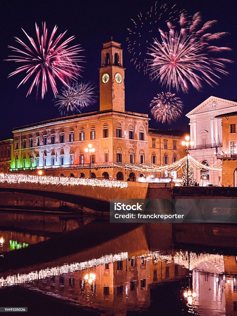 fireworks in Pisa for the new year's eve 2023 Stock Photo