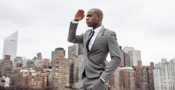 businessman looking ahead watching the future
