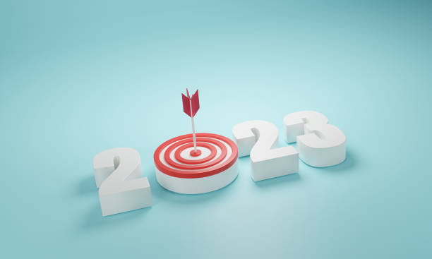 istock 2023 red number 3d and arrow hits on the target 1449337606