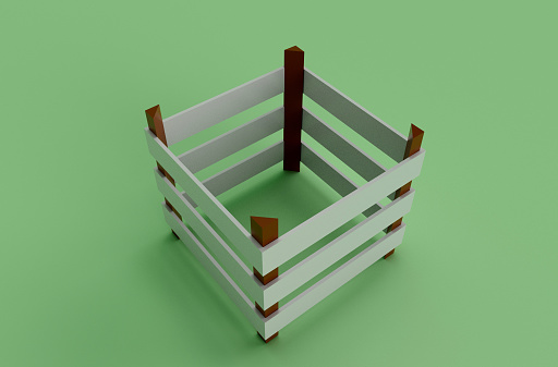 3d illustration rendering minimal Compost Bin on Sea Green background.