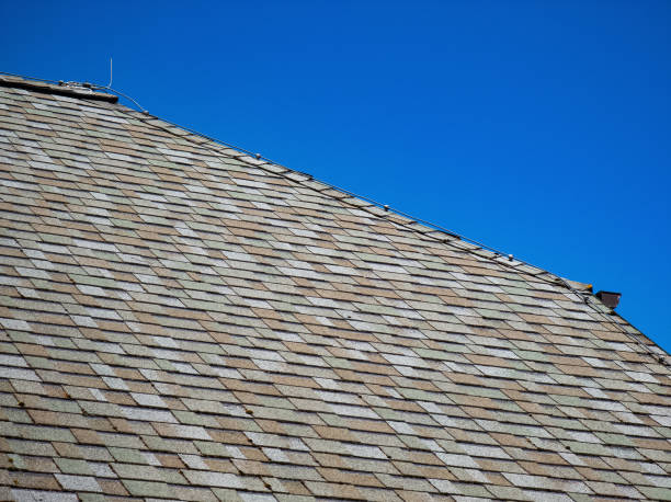 istock Grey clay ceramic tiled roof. Blue sky. Close-up. 1449341651