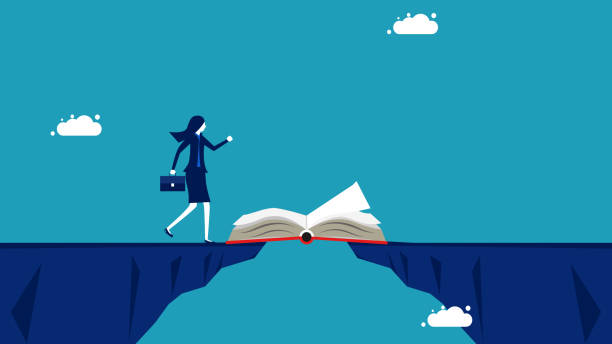 istock Knowledge can create opportunities. Businesswoman walking through the gap with a book 1449342851