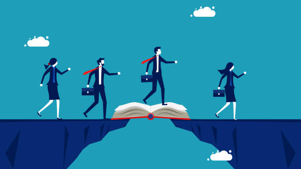 istock Knowledge creates opportunities. group of businessmen walks through a gap with books 1449342982