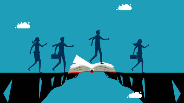 istock Knowledge creates opportunities. group of businessmen walks through a gap with books 1449342999