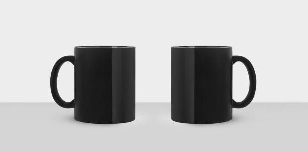 istock Black ceramic mugs on white background, banner design. Mockup for design 1449346568