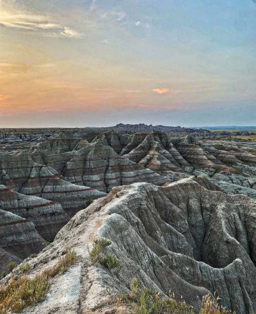 istock Sunrise over the Badlands Rocks at a Viewpoint Path in Summer 1449347978