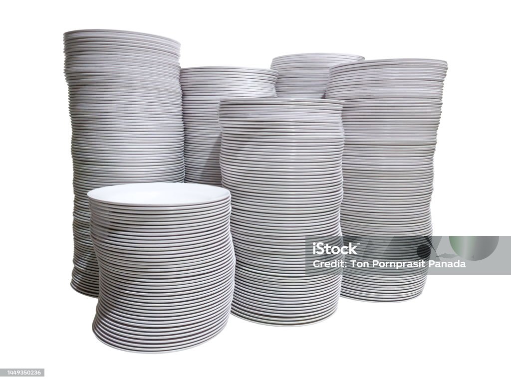 Stack Image Empty Stack Of Empty White Plates Isolated On White Background Stock Photo ...