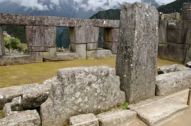 Temple of the three windows, Machu Picchu, Peru stock photo