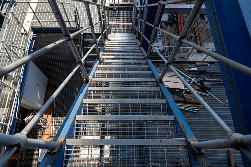 Scaffold stairs at construction site