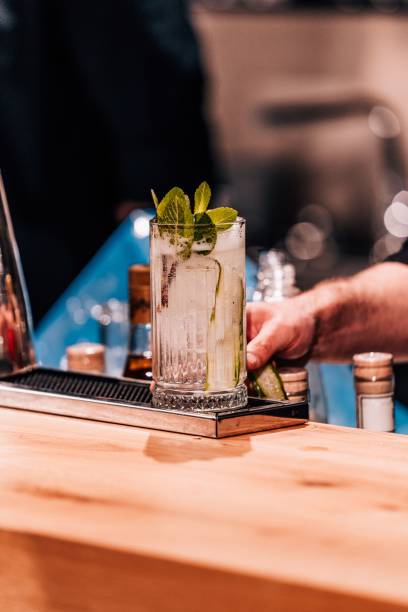istock Vertical closeup of the bartender serving a mojito. 1449354825